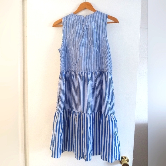J. Crew [Factory] Re-imagined Cotton Tiered Striped Dress | 4 - Picture 7 of 10